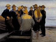 Michael Ancher Fishermen by the Sea on a Summer Evening china oil painting artist